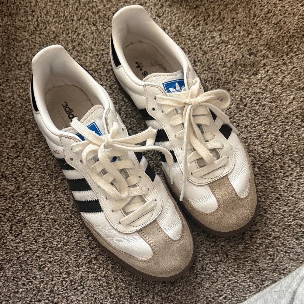 Adidas White and Black Striped Sneakers